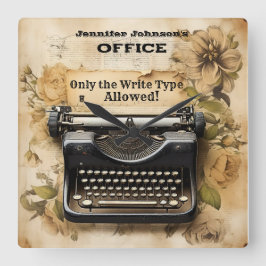 Funny Floral  Typewriter wandklok