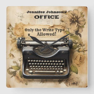 Funny Floral  Typewriter wandklok