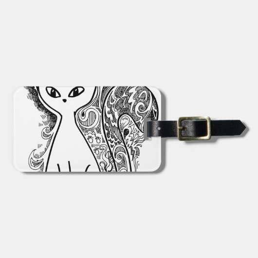 Funny florale katten bagagelabel (Voorkant horizontaal)