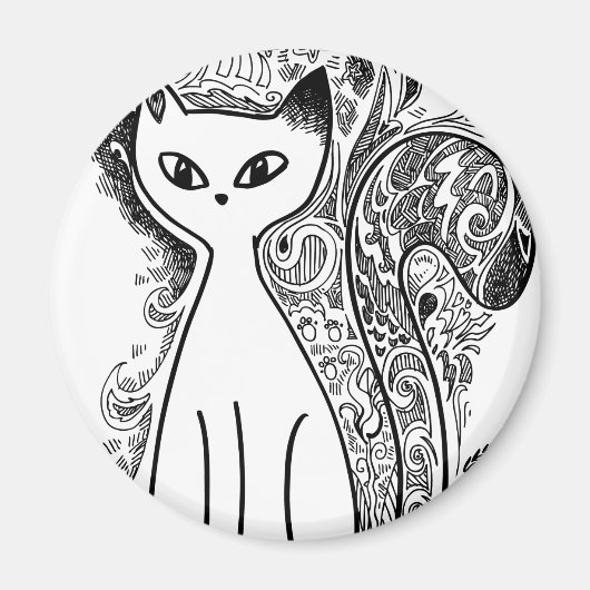Funny florale katten magneet (Voorkant)