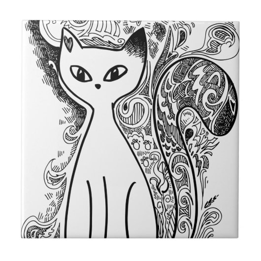 Funny florale katten tegeltje (Voorkant)