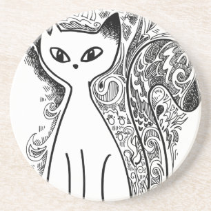 Funny florale katten zandsteen onderzetter