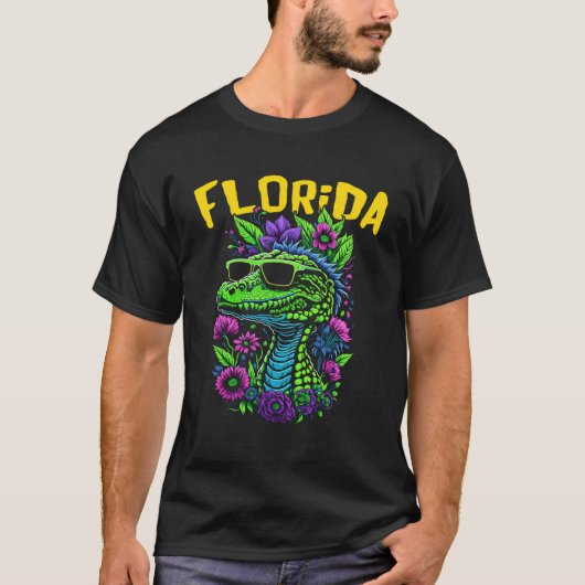 Funny Florida Critter Met Zonnebril Cartoon Desi T-shirt (Voorkant)