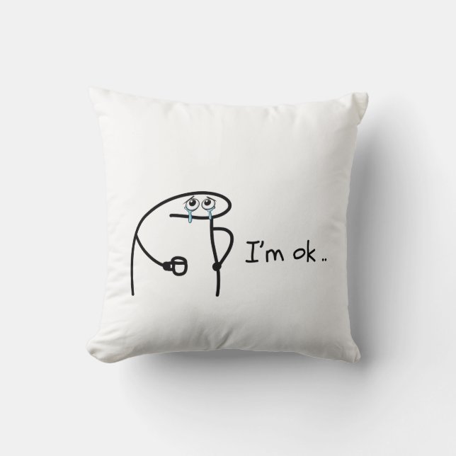 Funny Flork I'm Ok Meme T-Shirt Kussen (Voorkant)