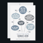 Funny Flow Chart Blue Wedding Save the Date<br><div class="desc">Als je de datum bewaart,  zullen je gasten lachen terwijl ze ook je trouwdatum vertellen. Klik op de knop "Bewerken met ontwerpgereedschap" om de tekstkleuren,  achtergrondkleur en meer te bewerken.</div>