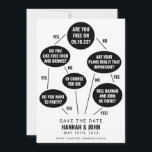 Funny Flow Chart Wedding Save the Date<br><div class="desc">Als je de datum bewaart,  zullen je gasten lachen terwijl ze ook je trouwdatum vertellen. Klik op de knop "Bewerken met ontwerpgereedschap" om de tekstkleuren,  achtergrondkleur en meer te bewerken.</div>