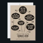 Funny Flow Chart Wedding Save the Date<br><div class="desc">Als je de datum bewaart,  zullen je gasten lachen terwijl ze ook je trouwdatum vertellen. Klik op de knop "Bewerken met ontwerpgereedschap" om de tekstkleuren,  achtergrondkleur en meer te bewerken.</div>