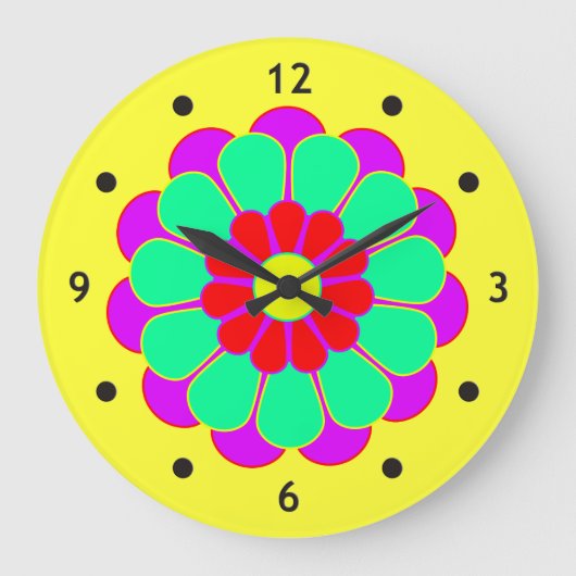 Funny Flower Power Bloom I Grote Klok (Voorkant)