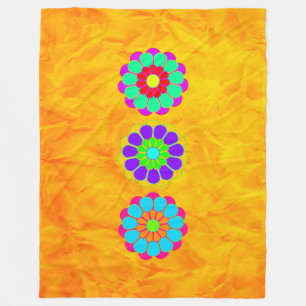 Funny Flower Power Bloom I II III Fleece Deken