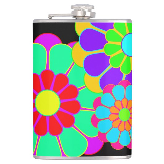 Funny Flower Power Bloom I II III + jouw idee Heupfles (Voorkant)