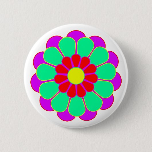 Funny Flower Power Bloom I Ronde Button 5,7 Cm (Voorkant)