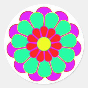 Funny Flower Power Bloom I Ronde Sticker