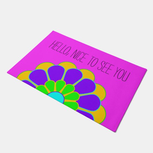 Funny Flower Power Bloom II en je backgr. en idee Deurmat (Schuin)
