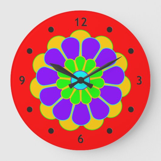 Funny Flower Power Bloom II Grote Klok (Voorkant)