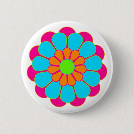Funny Flower Power Bloom III Ronde Button 5,7 Cm (Voorkant)