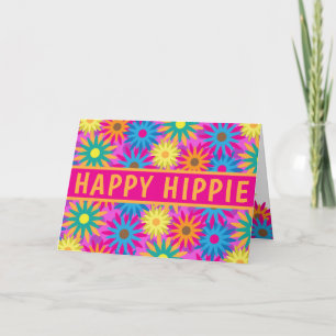 Funny Flower Power Happy Hippie Birthday uit de ja Kaart