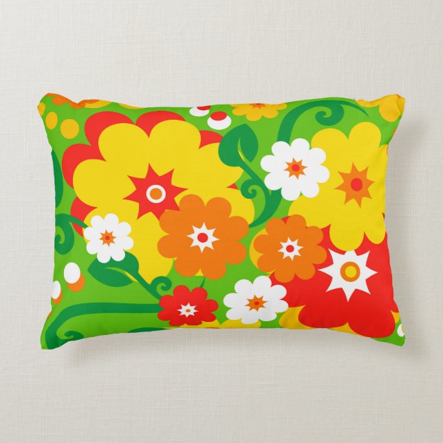 Funny Flower Power Wallpaper Accent Kussen (Voorkant)