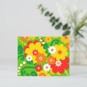Funny Flower Power Wallpaper Briefkaart (Staand voorkant)