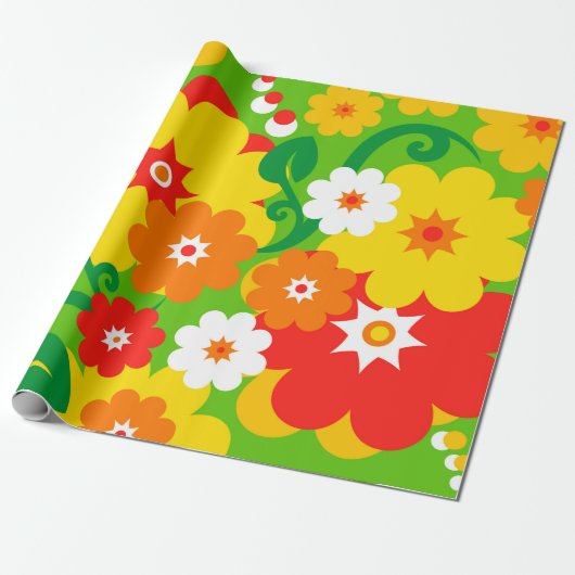 Funny Flower Power Wallpaper Cadeaupapier (Uitgerold)