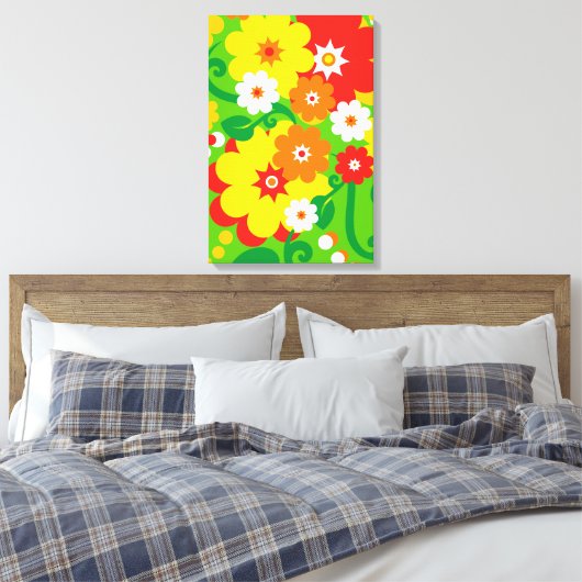 Funny Flower Power Wallpaper Canvas Afdruk (Insitu (Slaapkamer))
