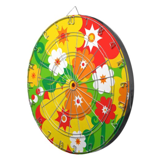 Funny Flower Power Wallpaper Dartbord (Voorkant Rechts)