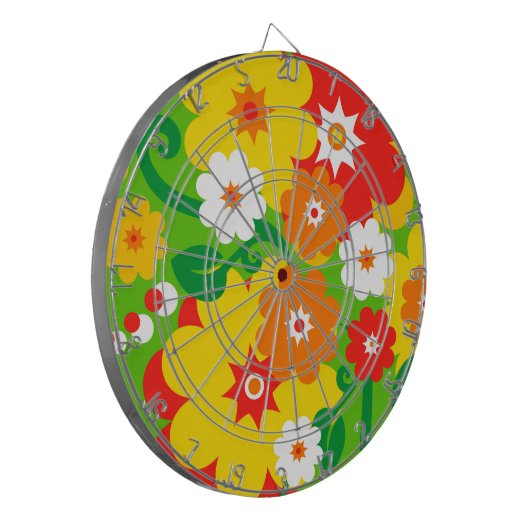 Funny Flower Power Wallpaper Dartbord (Voorkant Links)
