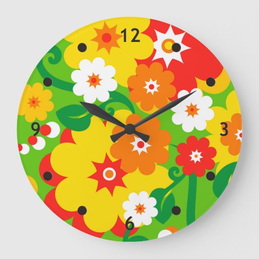 Funny Flower Power Wallpaper Grote Klok (Voorkant)