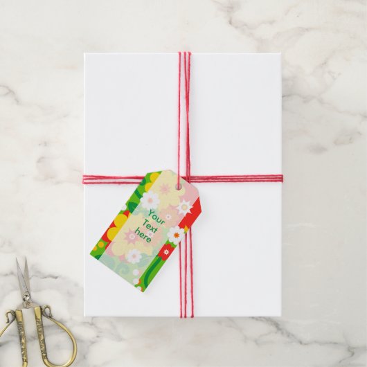 Funny Flower Power Wallpaper + jouw tekst Cadeaulabel (Met Touw)