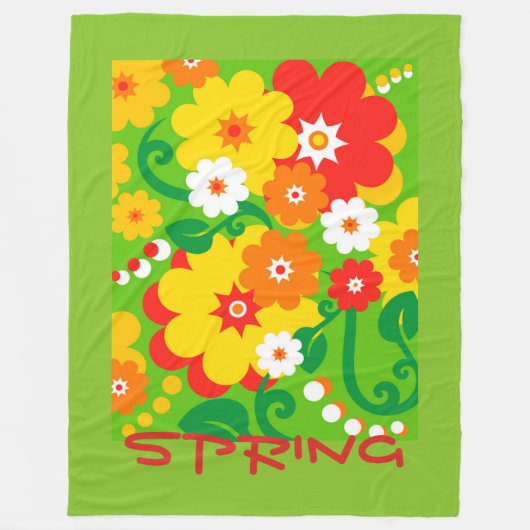 Funny Flower Power Wallpaper + jouw tekst Fleece Deken (Voorkant)