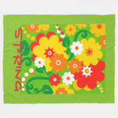 Funny Flower Power Wallpaper + jouw tekst Fleece Deken (Voorkant (Horizontaal))