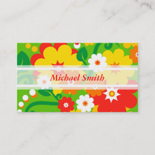 Funny Flower Power Wallpaper + jouw tekst Visitekaartje