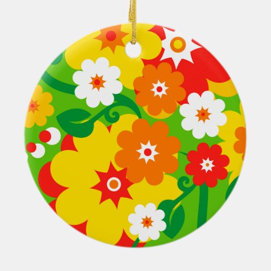 Funny Flower Power Wallpaper Keramisch Ornament (Achterkant)