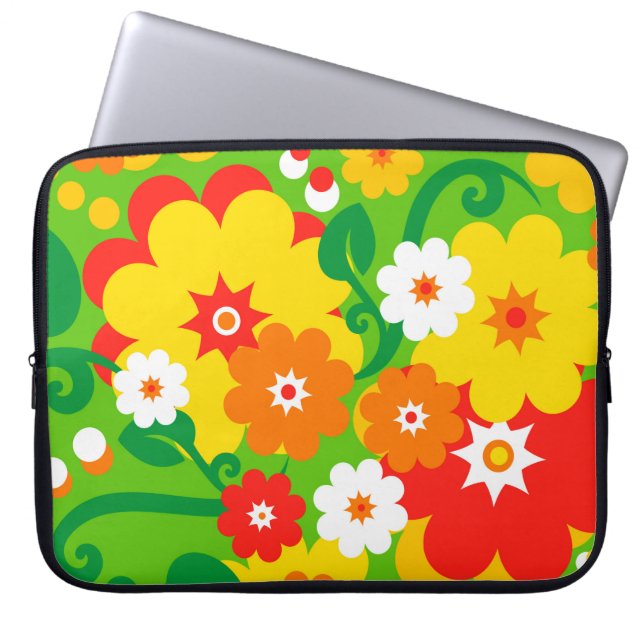 Funny Flower Power Wallpaper Laptop Sleeve (Voorkant)