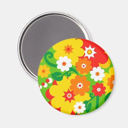 Funny Flower Power Wallpaper Magneet (Voorkant / Achterkant)