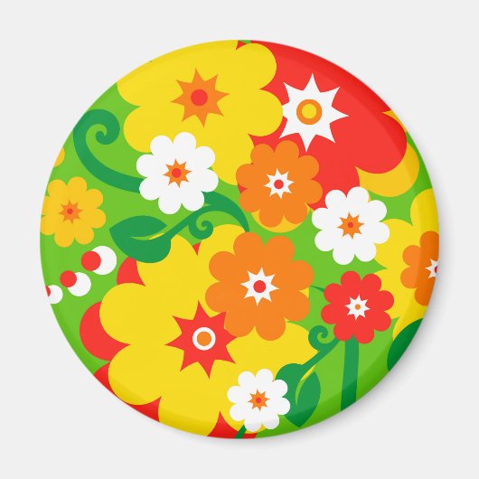 Funny Flower Power Wallpaper Magneet (Voorkant)