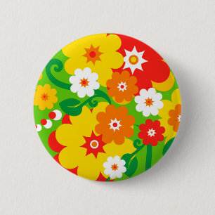 Funny Flower Power Wallpaper Ronde Button 5,7 Cm