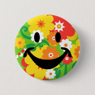 Funny Flower Power Wallpaper Ronde Button 5,7 Cm