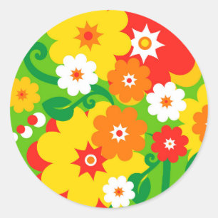 Funny Flower Power Wallpaper Ronde Sticker