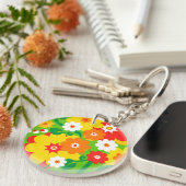 Funny Flower Power Wallpaper Sleutelhanger (Voorkant Rechts)