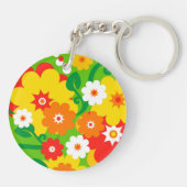 Funny Flower Power Wallpaper Sleutelhanger (Achterkant)