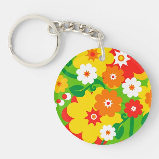 Funny Flower Power Wallpaper Sleutelhanger (Voorkant)