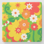 Funny Flower Power Wallpaper Stenen Onderzetter (Voorkant)