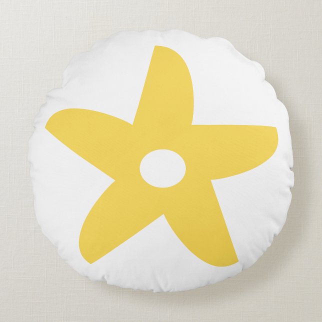 Funny Flower Sierkussen Rond Kussen (Voorkant)