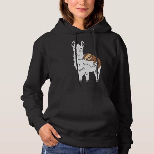 Funny Fluffy Animal Sloth Riding Llama Hoodie (Voorkant)