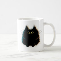 Funny fluffy cat mok koffie