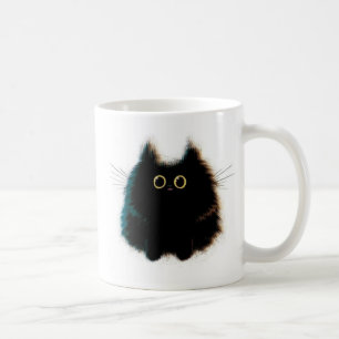Funny fluffy cat mok koffie