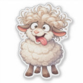 Funny Fluffy Sheep Custom-Cut Vinyl Sticker (Voorkant)