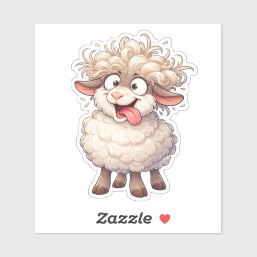 Funny Fluffy Sheep Custom-Cut Vinyl Sticker (Vel)