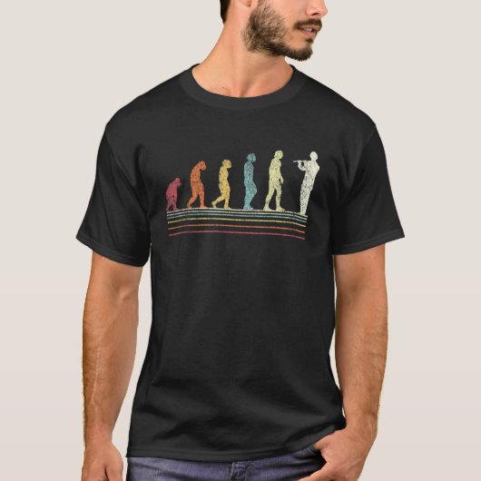 Funny Flute Player Evolution Flutist Retro T-shirt (Voorkant)
