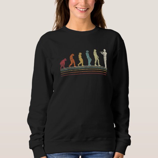 Funny Flute Player Evolution Flutist Retro  Trui (Voorkant)